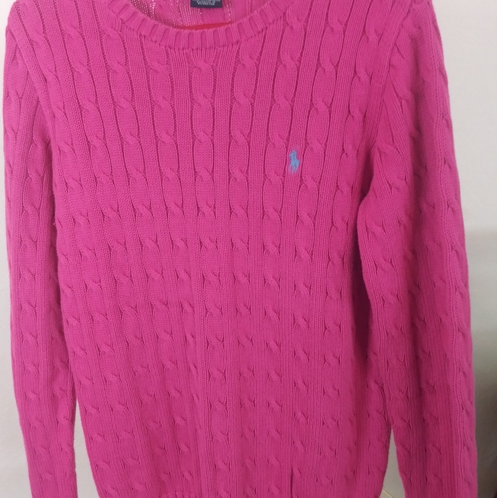 Ralph Lauren Cable Knit Pink Sweater XL